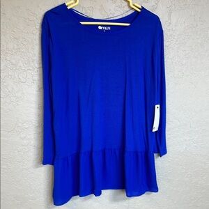 STYLUS Women's Vibrant Blue Long Sleeve Top